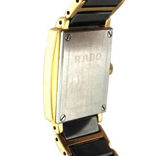 rado ladies watch black dial 4 diamond hour marker w gold tone hands 