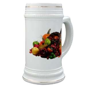   Stein (Glass Drink Mug Cup) Thanksgiving Cornucopia W 
