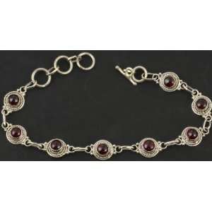 Garnet Bracelet   Sterling Silver