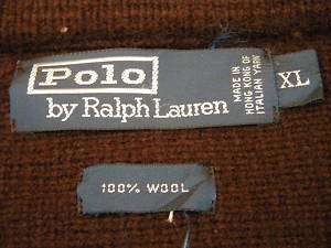 1990s Mens Polo Chin Strap Sweater SZ XL Brown  