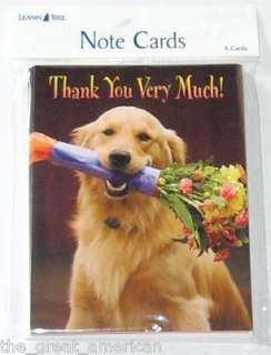 Leanin Tree Note Cards   Thank You Very Much Dog With Flowers Made 