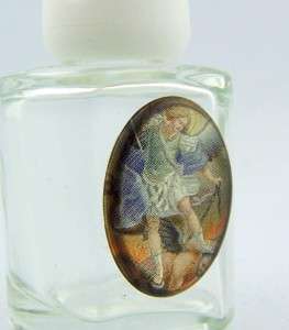 Saint St Michael W Sword Glass Holy Water Bottle Font  