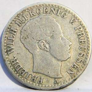   , German States Wilhelm III 1823 A silver 1/6 Thaler; VF  