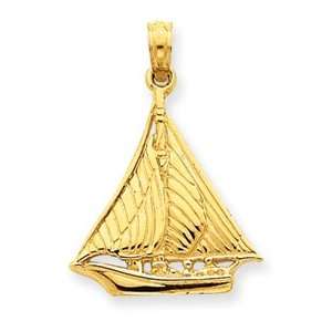  14k Gold Sail Boat Pendant Jewelry
