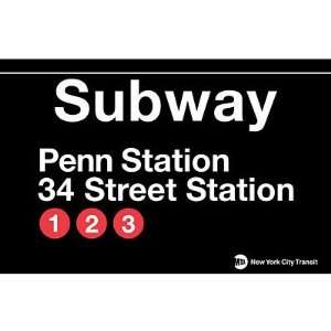  Subway Penn Station  34 Street Station Tin Sign , 17x11 