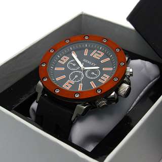 Henley Mens BIG Chunky Watch Silicone strap Studded Bezel 315  