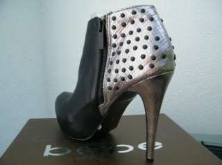 BEBE SHOES PLATFORMS heels pumps boots Juliana black bil silver  