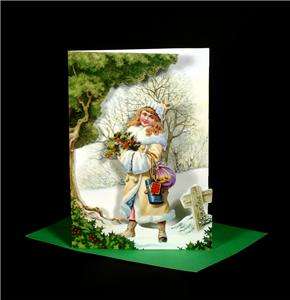 36 VICTORIAN CHRISTMAS CARDS WITH GREEN ENVELOPES  