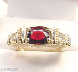 NATURAL RED SPINEL & DIAMONDS 14K GOLD RING  