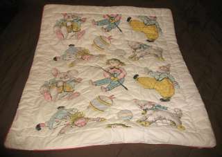 Charming Older Baby Bed Quilt Darling Characters Nice Clean Condition 