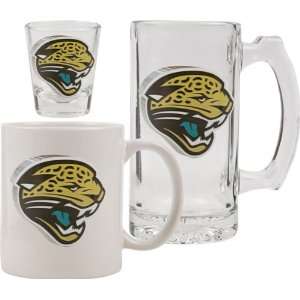   Jaguars Glassware Set: 3D Logo Tankard, Coffee Mug, Shot Glass