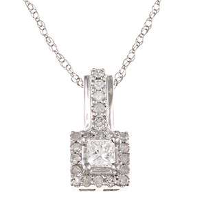 White Gold 1/2ct TDW Princess cut Diamond Necklace (G H, I1 I2)  