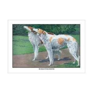  Russian Wolfhound 12x18 Giclee on canvas