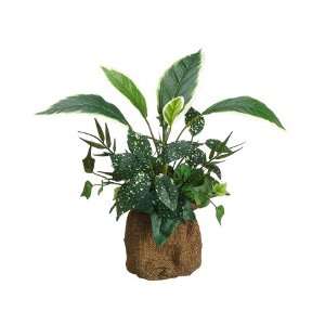  Faux 10 Philodendron/ Mixed Leaves in Burlap Bag Green 
