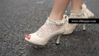 Sexy Lace Ribbon Bridal Ankle Pump Shoes Ladies Heels  