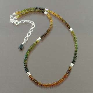 Sterling Silver Faceted Petro TOURMALINE Bead Necklace  