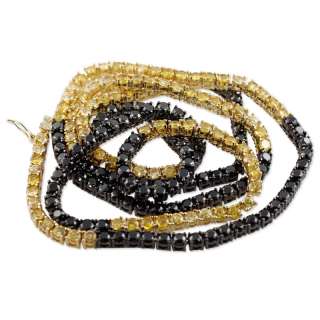 BLACK and YELLOW Single ROW ICED OUT CHAIN 36 in BLING  