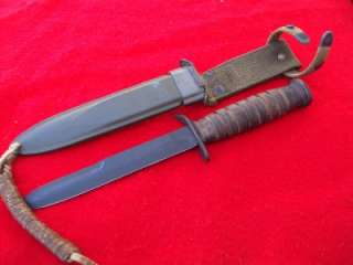 FANTASTIC WWII Airborne M3 trench fighting knife BLADE MARKED CASE 