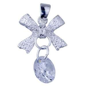  925 Sterling Silver Bowknot Pendant Necklace: Pugster 