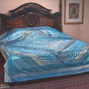  Sari Silk Indian Handmade Bedspread   Full/Queen: Home 
