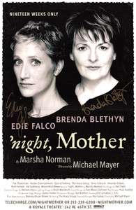   Hand Signed Broadway Poster~Night Mother~ Edie Falco & Brenda Blethyn