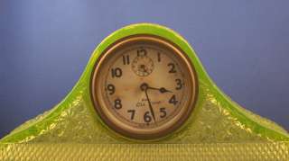 Vintage McKee Glass Company Vaseline Glass Tambour Clock c.1925  