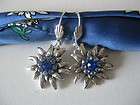   dirndl earrings edelweiss pendant blue oktoberfest sound of music