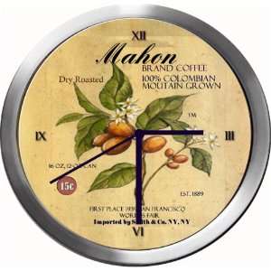  MAHON 14 Inch Coffee Metal Clock Quartz Movement: Kitchen 