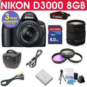  Nikon D3000 + Sigma 18 200mm Lens + 8GB Memory Camera 