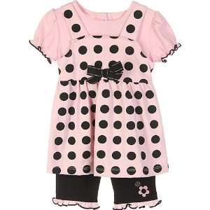 Little Lass Pink & Black Polka Dot Capri Set: Baby