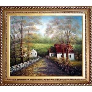 One Fine Beautiful Morning Oil Painting, with Exquisite Dark Gold Wood 