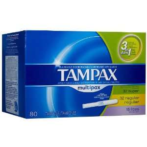 Tampax Tampons with Cardboard Applicator, MultiPax, 80 ea,