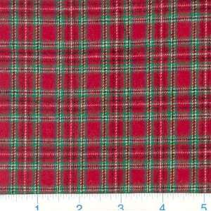  45 Wide Flannel Plaid Red Fabric By The Yard: Arts 