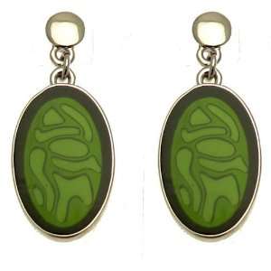  Acosta Jewellery   Olive Green Glass Silhouette   Oval 