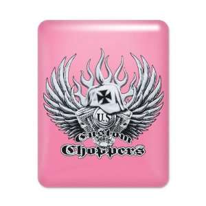  iPad Case Hot Pink US Custom Choppers Iron Cross Hat and Engine 