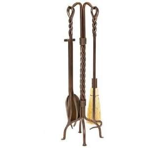  Rope Bronze 4 Piece Wrought Iron Fireplace Tool Set: Home & Kitchen