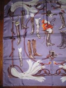 Hermes A Propos le Bottes Lavender Background,Brown,Red,Gold,White Ex 