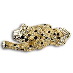   Swarovski Crystal Golden Leopard Brooches And Pins Pugster Jewelry