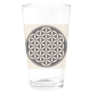  Pint Drinking Glass Flower of Life Peace Symbol 