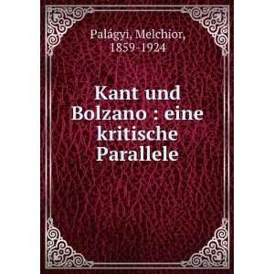    eine kritische Parallele Melchior, 1859 1924 PalÃ¡gyi Books