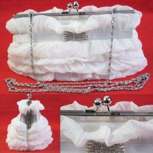 Handwork Small Bowknot Diamond Handbag White FZ110  