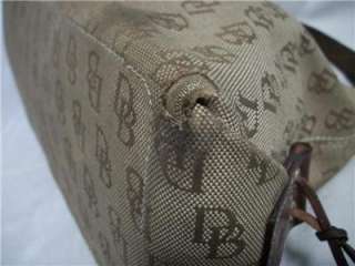 DOONEY & BOURKE Bown Leather & Signature Canvas Hobo Handbag Purse 