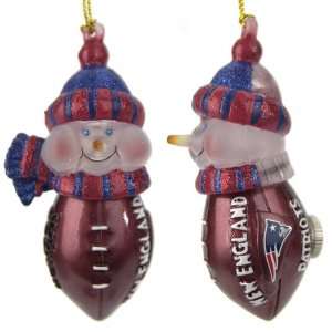   New England Patriots LED Lighted Football Snowmen Christmas Ornaments