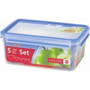  3D Food Storage 5 Piece Clip and Close Container Set