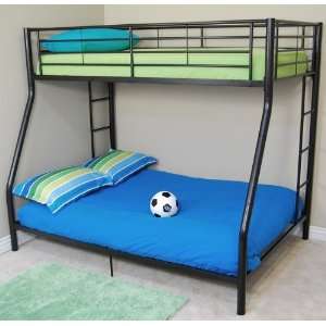    Twin Full Size Metal Bunk Bed in Black Finish: Home & Kitchen