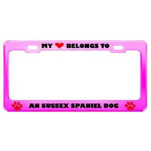  An Sussex Spaniel Dog Pet Pink Metal License Plate Frame 