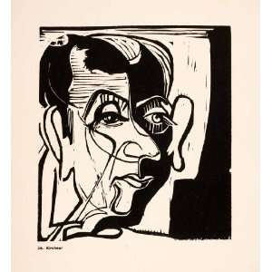  1957 Woodcut Portrait Hans Arp Ernest Ludwig Kirchner Artist 