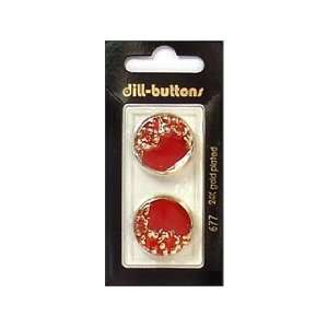  Dill Buttons 23mm Shank Enamel Red/Gold 2 pc (6 Pack) Pet 