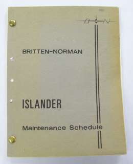 Britten Norman Islander Original Maintenance Schedule  