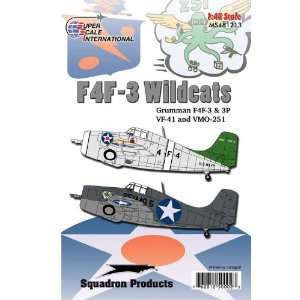   F4F 3 Wildcats Navy VF 41, USMC VMO 251 (1/48 decals) Toys & Games